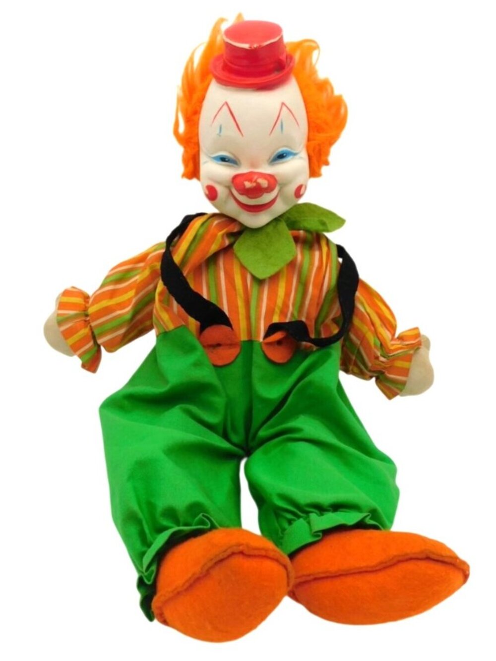 Vintage Gund Clown Doll Plush Orange Hair Rubber Face Stuffed Toy Retro Circus